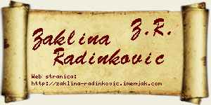 Žaklina Radinković vizit kartica